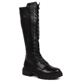 Dámské šněrovací kozačky na zip, zateplené černé Jezzi černá