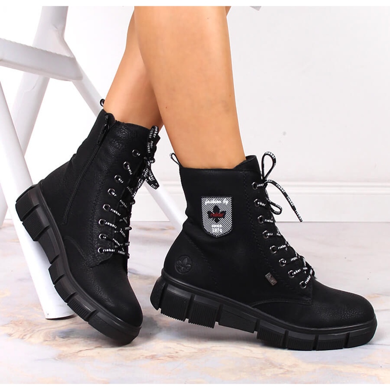 Vodotěsné pohodlné boty pro ženy černé Rieker X3410-00 černá