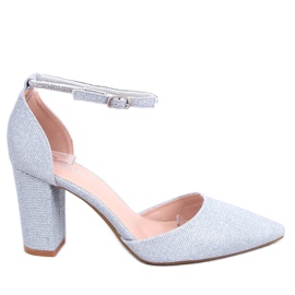 PA1 Formální lodičky na sloupku Orchid Silver stříbro šedá