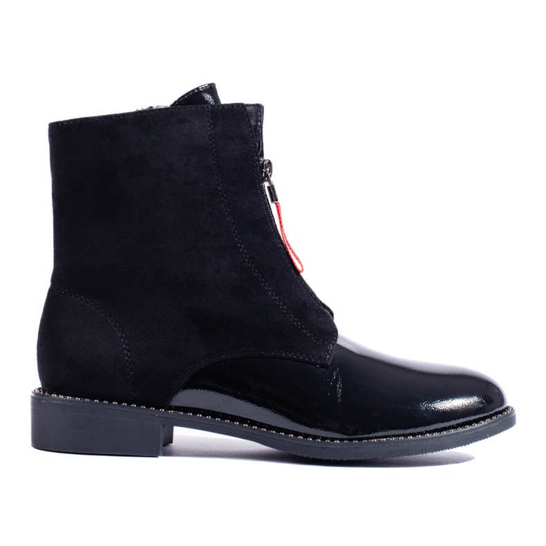 Klasické černé kotníkové boty na plochém podpatku černá Klasické černé kotníkové boty na plochém podpatku černá