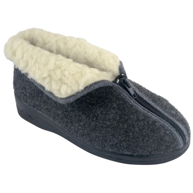 Zateplené plstěné pantofle Adanex 26844-FBP7FU šedé šedá