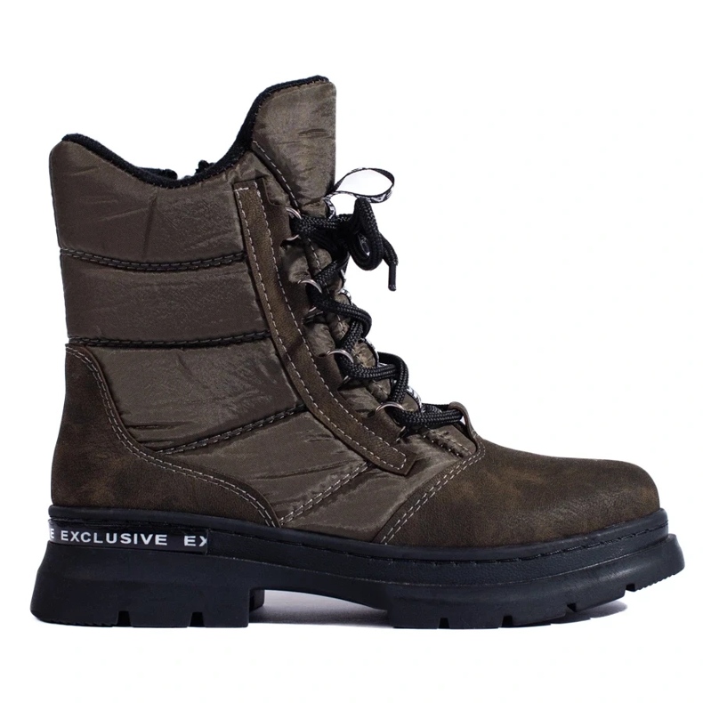 Dámské šněrovací boty do sněhu zelená