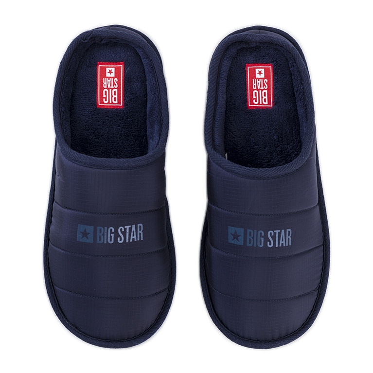Big Star Námořnické modré pánské zateplené pantofle KK174360 modrý