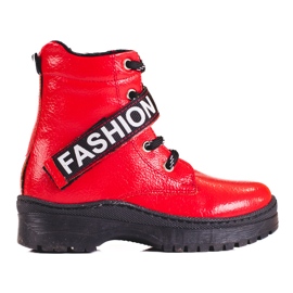 W. Potocki Dívčí kozačky Potocki fashion červený