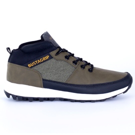 Kožené tenisky pro muže khaki Trax Bustagrip zelená