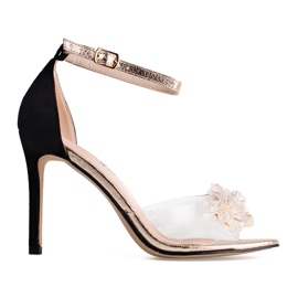 Transparentní, dámské lodičky Shelovet s odhalenými prsty černá