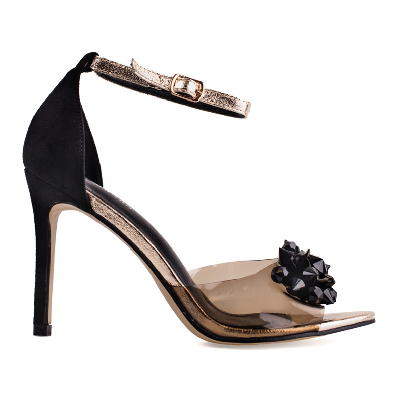 Průhledné černé dámské lodičky s odhalenými prsty Shelovet černá