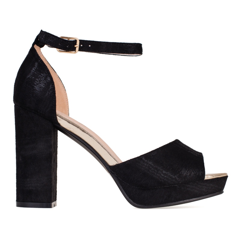 Černé dámské lodičky na širokém sloupku Shelovet černá Černé dámské lodičky na širokém sloupku Shelovet černá