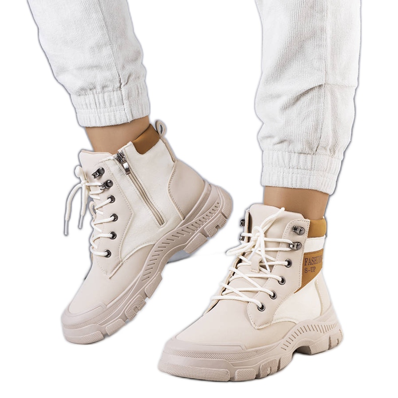 BM Béžové zateplené kozačky Fordla béžový