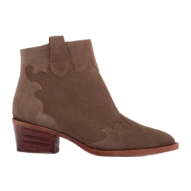 Marco Shoes Kotníkové boty z přírodního semiše bez zateplení béžový zelený