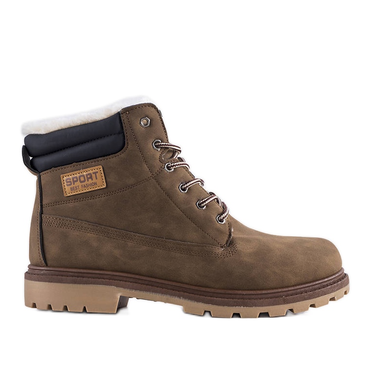 PA1 Severně hnědé pánské zateplené turistické boty hnědý