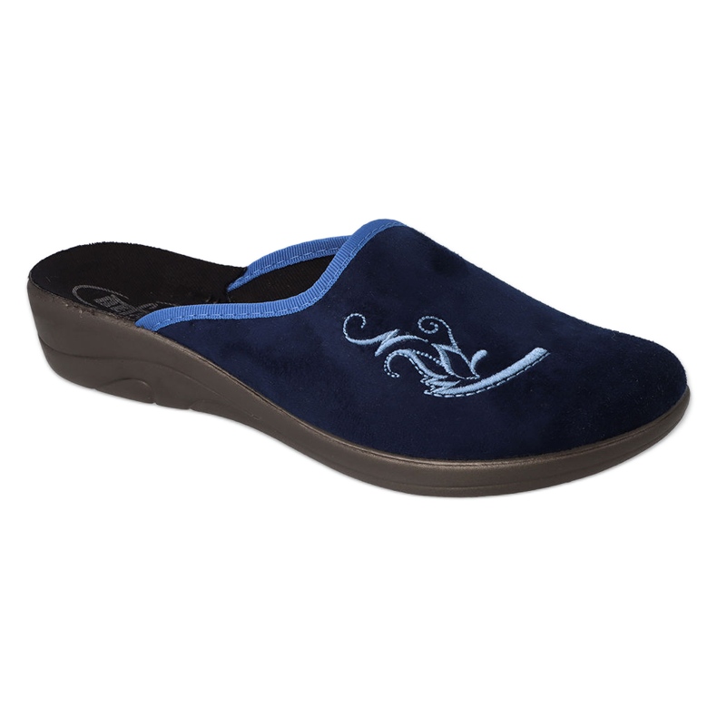 Dámské pantofle Befado PU 552D016 Navy Blue s výšivkou modrý