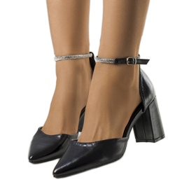 Černé lodičky s kubickou zirkonií Leighton černý