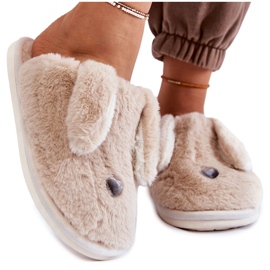 Dámské béžové kožešinové pantofle, pantofle Remmi béžový