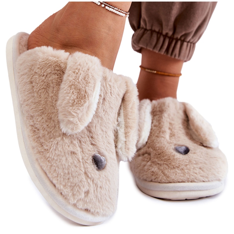 Dámské béžové kožešinové pantofle, pantofle Remmi béžový