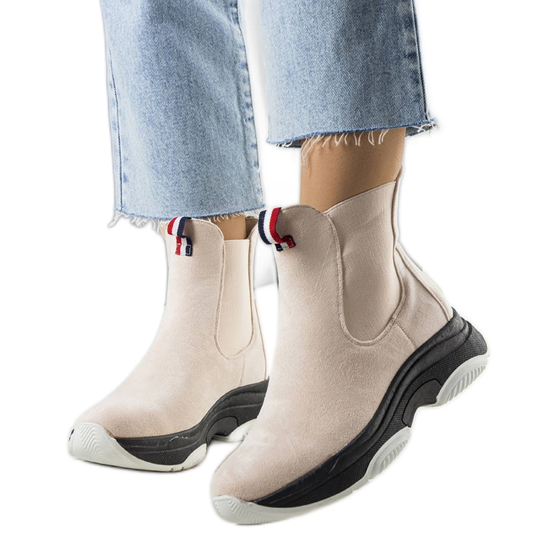 BM Béžové zateplené kozačky Takani béžový