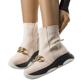 Béžové zateplené kozačky s řetízkem Ulster béžový