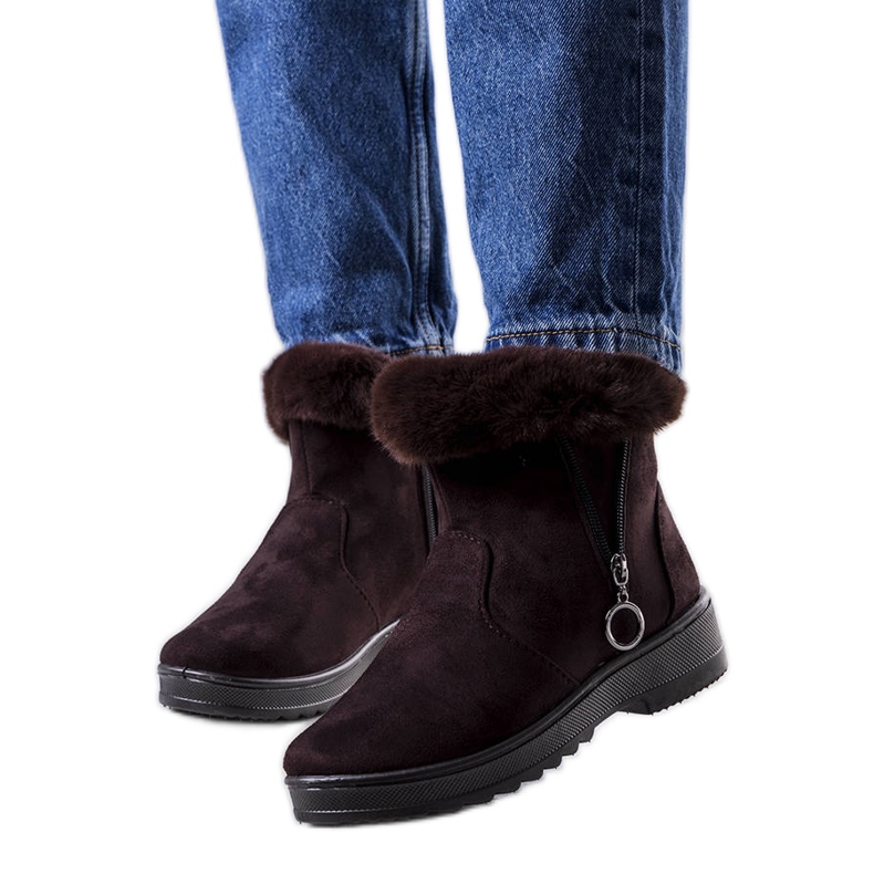 Hnědé zateplené sněhule se zipem Katalina hnědý Hnědé zateplené sněhule se zipem Katalina hnědý