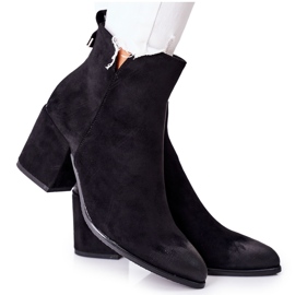 Vinceza Dámské kozačky na podpatku semišové černé Carrick černá