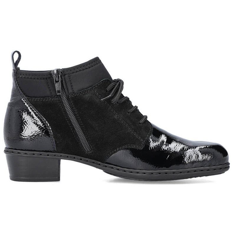 Kožené lakované dámské černé zateplené kozačky Rieker Y0740-00 černá