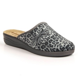 Pohodlné pantofle Inblu W ARC23 s leopardím vzorem šedá