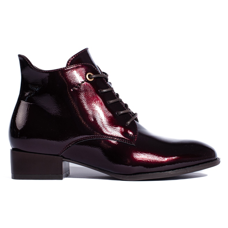 W. Potocki Lakované šněrovací dámské kozačky Potocki bordó vícebarevný