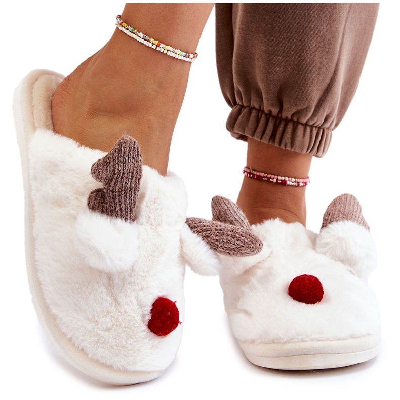 PA1 Dámské pantofle s kožešinou a sobím krémem Sopya ecru