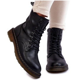 Dámské kožené teplé boty na zip GOE II2N4060 Black černý