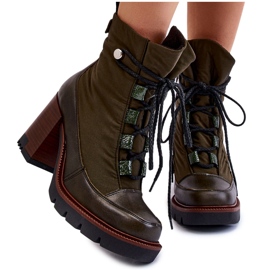 Módní kozačky na vysokém podpatku Maciejka 05777-09 Zelená