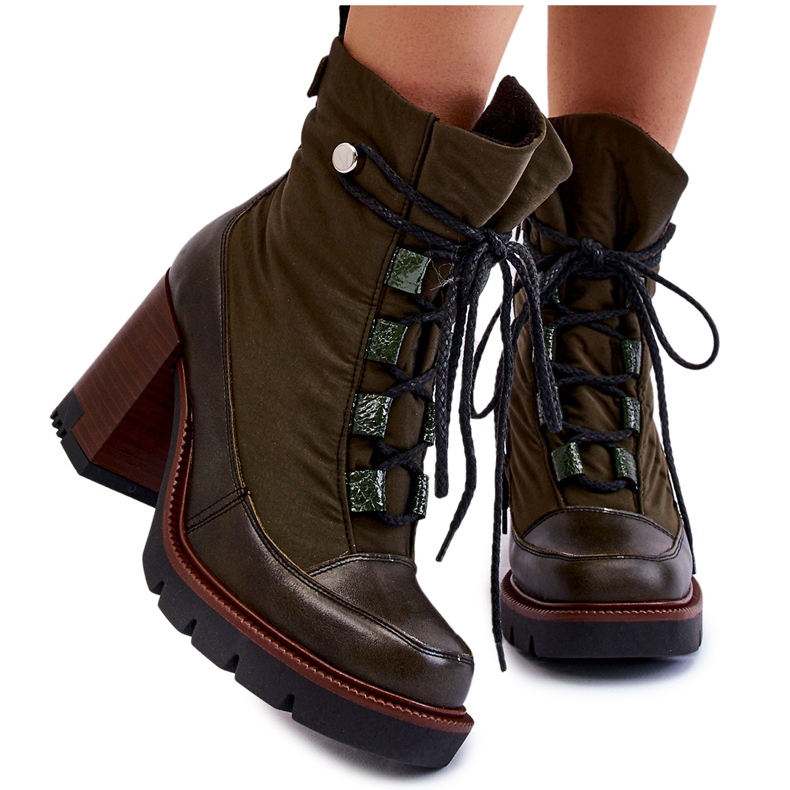 Módní kozačky na vysokém podpatku Maciejka 05777-09 Zelená