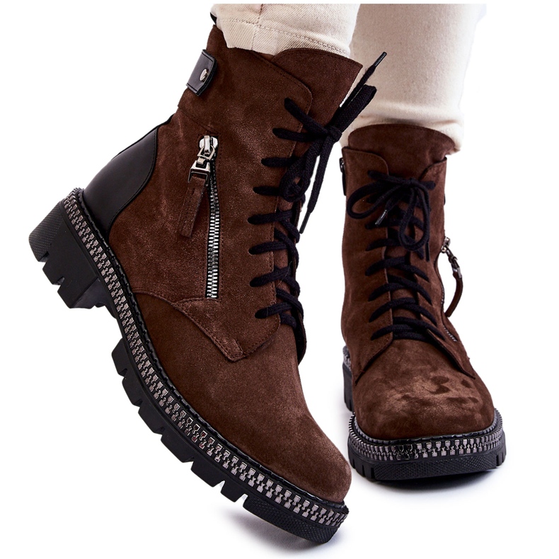 Semišové zateplené boty Laura Messi 2508 Brown hnědý Semišové zateplené boty Laura Messi 2508 Brown hnědý