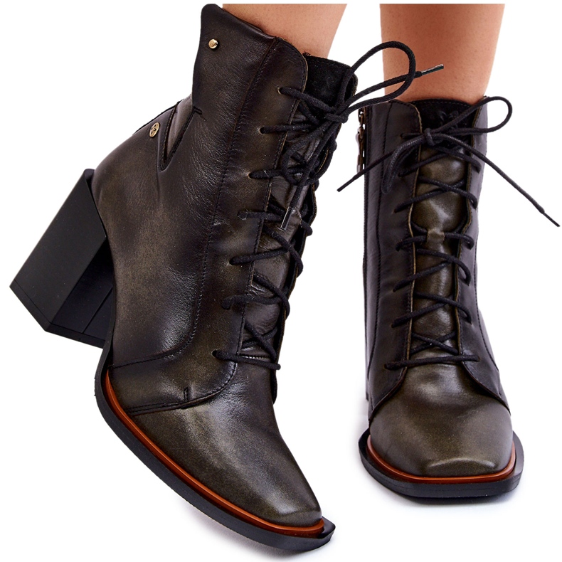 Klasické kožené šněrovací boty Maciejka 05667-09 Zelená