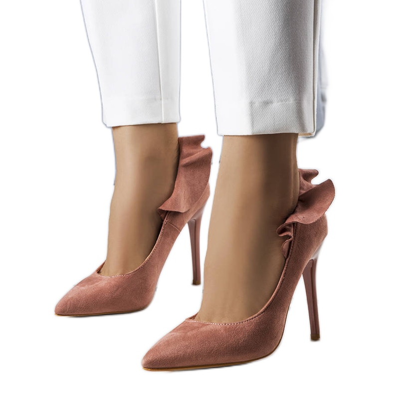 BM Jasmis růžové volánové podpatky růžový