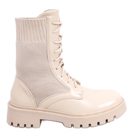 BM Kozačky s elastickým svrškem Cass Beige béžový BM Kozačky s elastickým svrškem Cass Beige béžový