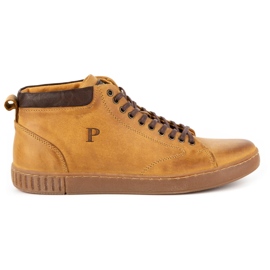 Polbut Pánské kožené creepers boty 2108sw červené pomerančový