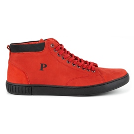 Polbut Pánské kožené creepers boty 2108sw červené červený