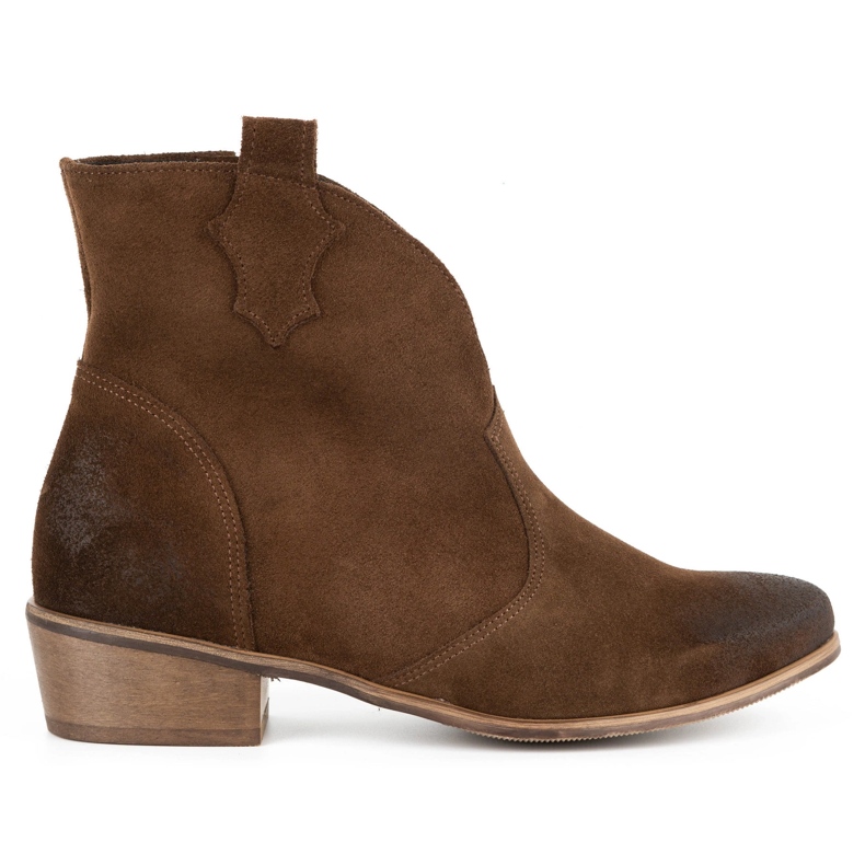 Exquisite Dámské kožené kozačky 1137 hnědé hnědý