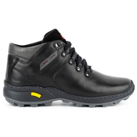 Olivier Pánské zateplené kožené boty 895MA černá černý