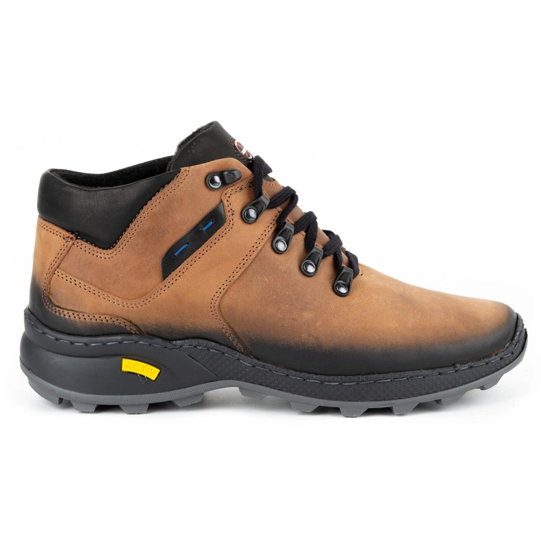 Olivier Pánské zateplené kožené boty 895MA červené oranžový