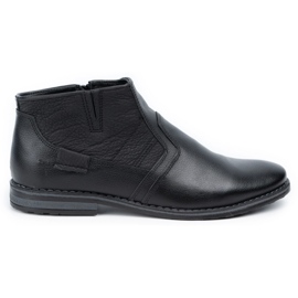 Olivier Pánské kožené zimní boty Chelsea boots 903KZ černé černý