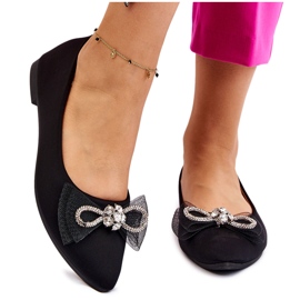 PS1 Dámské špičaté baleríny s ozdobnou mašlí černá svítící PS1 Dámské špičaté baleríny s ozdobnou mašlí černá svítící
