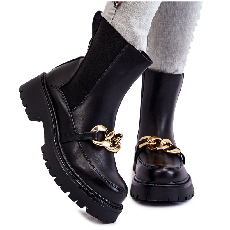 PG1 Dámské zateplené kozačky s přední ozdobou Černá Tilda