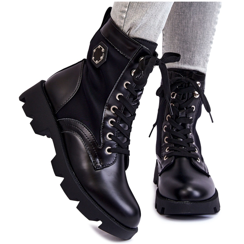 PG1 Dámské šněrovací boty Trapper s hřejivou černou Nomi černá