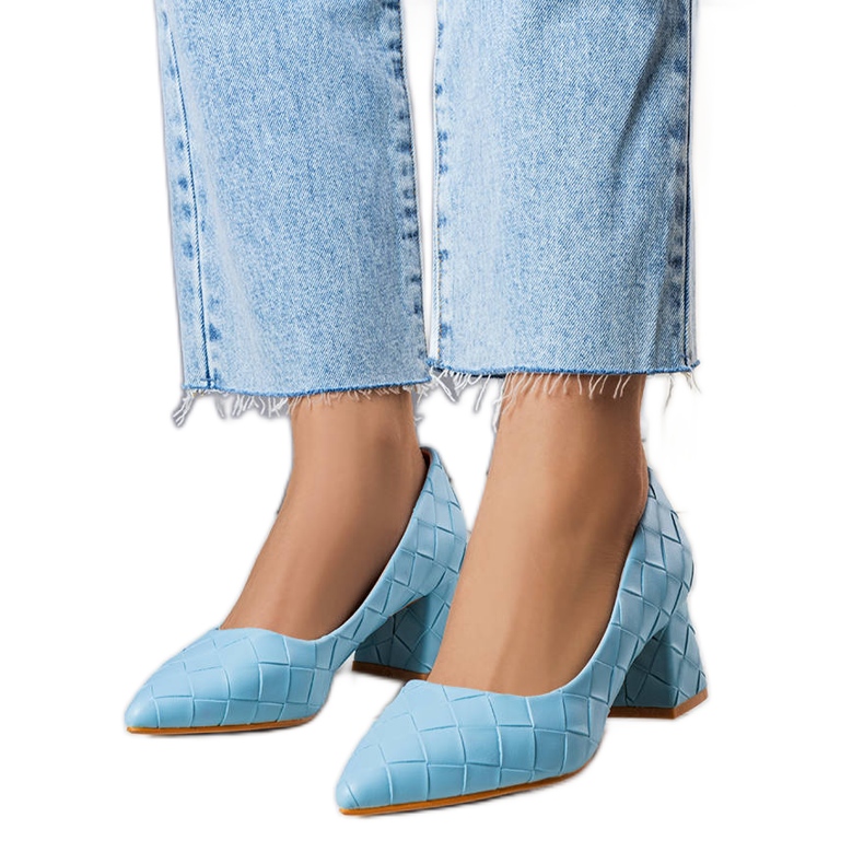 BM Modré lodičky na podpatku od Migne modrý BM Modré lodičky na podpatku od Migne modrý