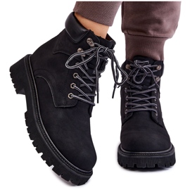 PG1 Dámské zateplené boty Černé šněrovací boty Trapper černá