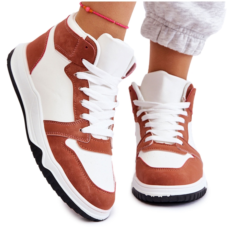 BM Vysoké dámské sportovní boty Tenisky White Camel Rumour bílý hnědý BM Vysoké dámské sportovní boty Tenisky White Camel Rumour bílý hnědý