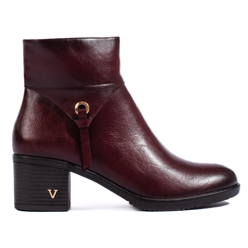 W. Potocki Dámské kozačky Potocki na širokém bordó sloupku červené