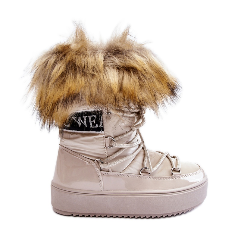 Dětské zateplené šněrovací boty do sněhu Béžová Colioris hnědý Dětské zateplené šněrovací boty do sněhu Béžová Colioris hnědý