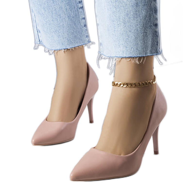 PA1 Růžové matné Raphael podpatky béžový růžový