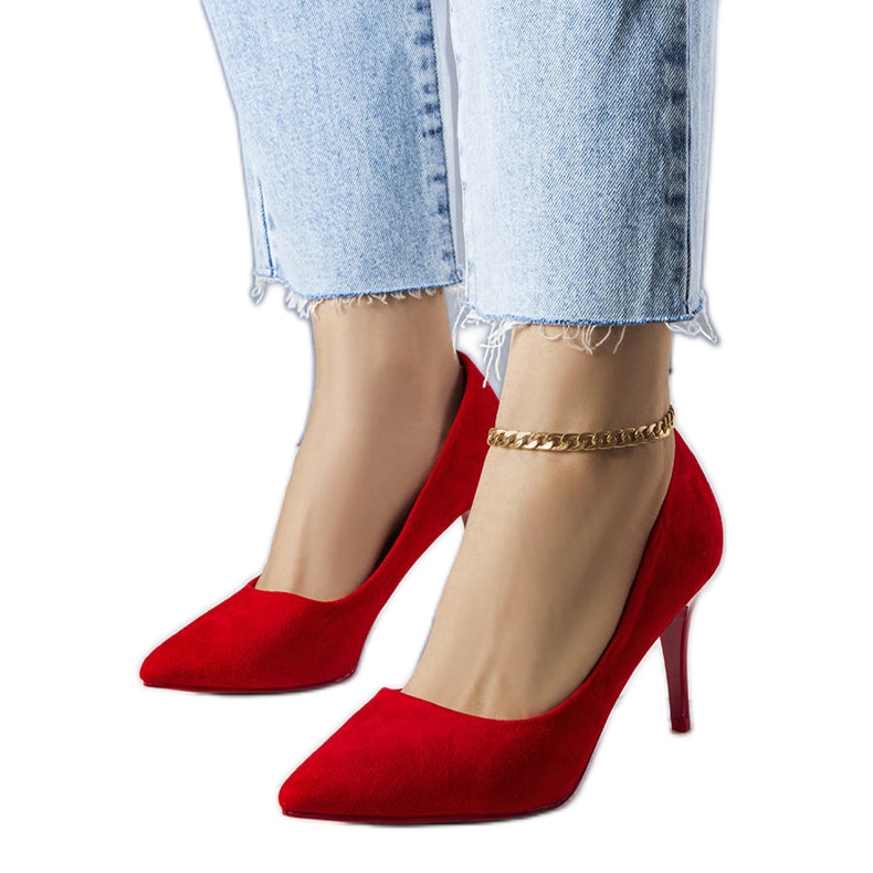 PA1 Červené lodičky Alayah vyrobené z ekologického semiše